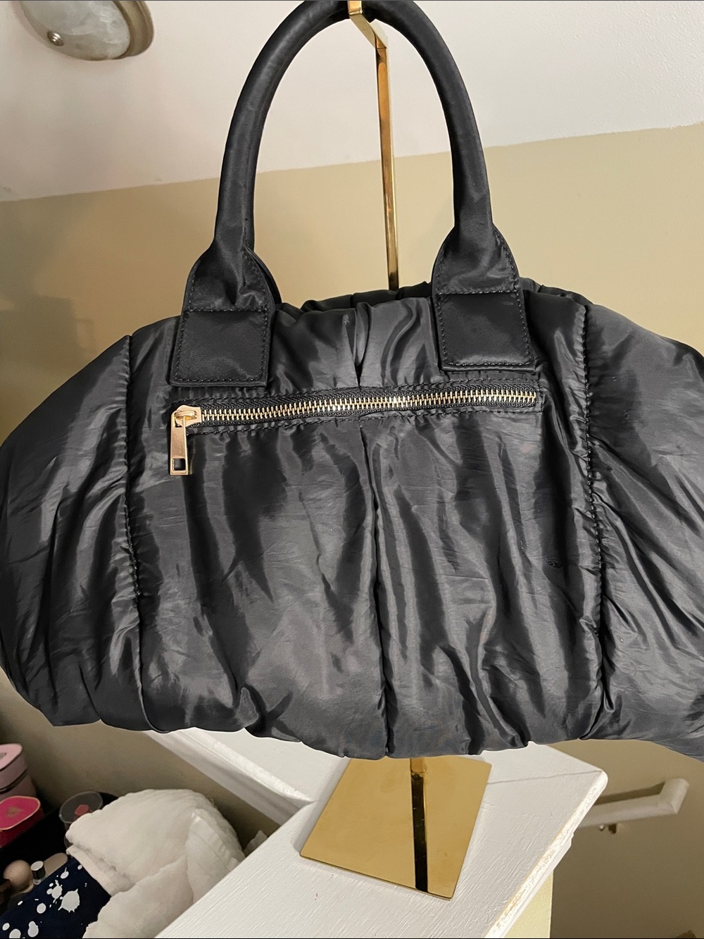 Call It Spring Black Quilted Shoulder Bag with Gold Hardware